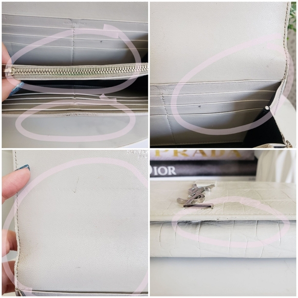 *SOLD* Authentic Pre-owned Yves Saint Laurent Croc Embossed Leather Flap Wallet - Picture 11 of 16